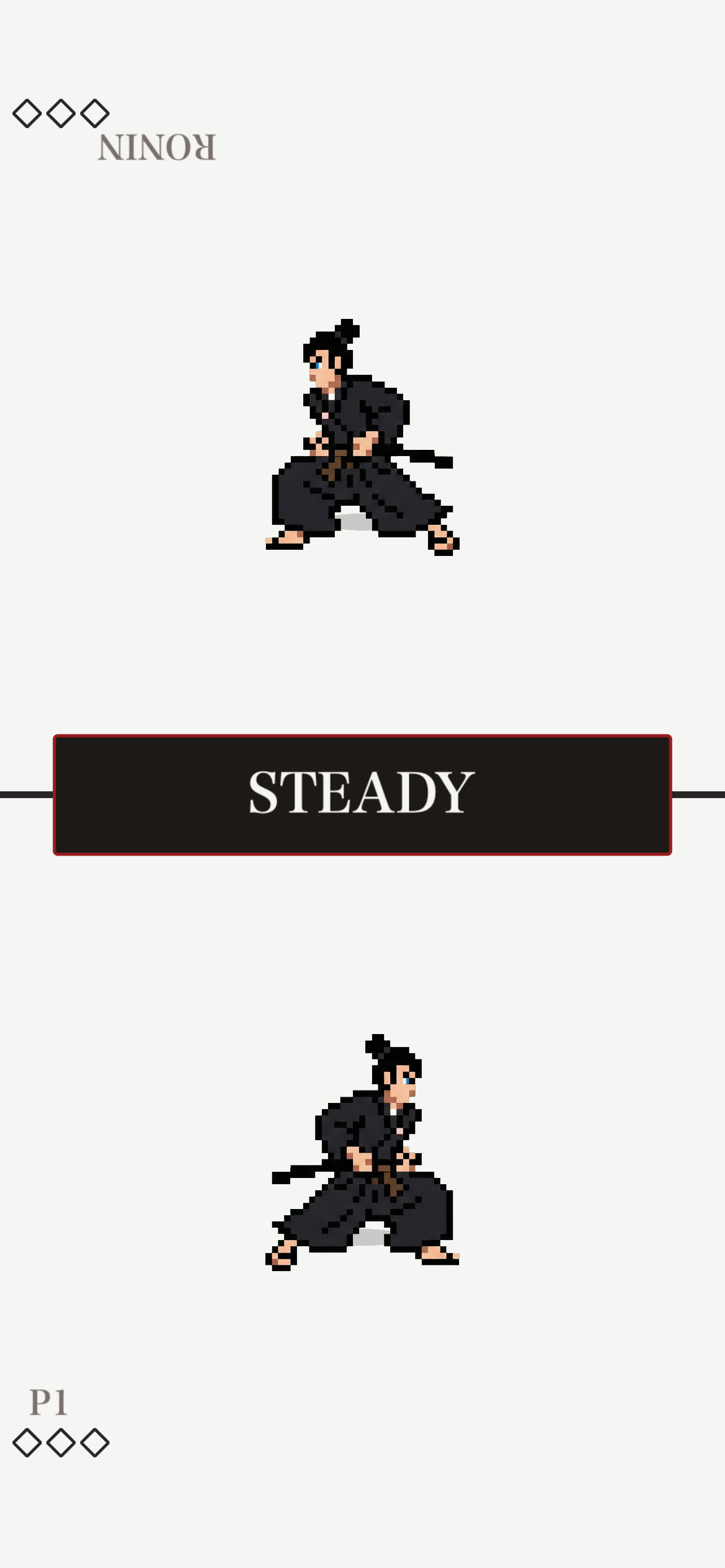 STEADY phase with samurai in draw stance ready to strike